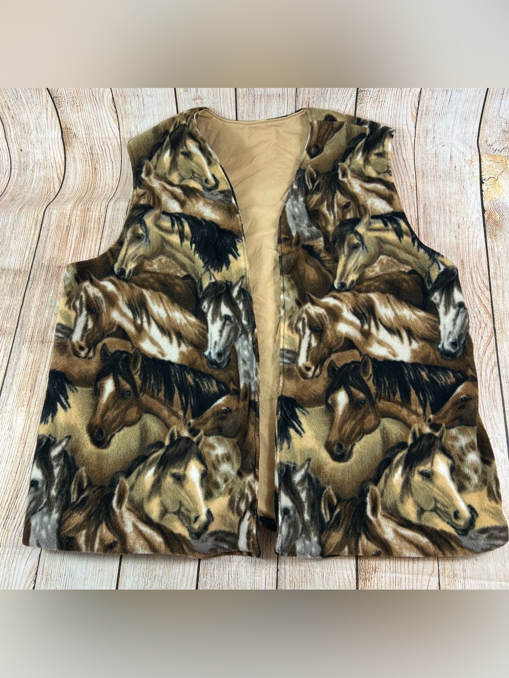 Handmade Horse Print AOP Western Equestrian Vest Adult Size XL/2XL